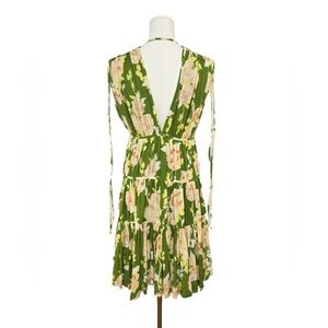 Rebecca Taylor Green Floral Backless Dress Sz Small